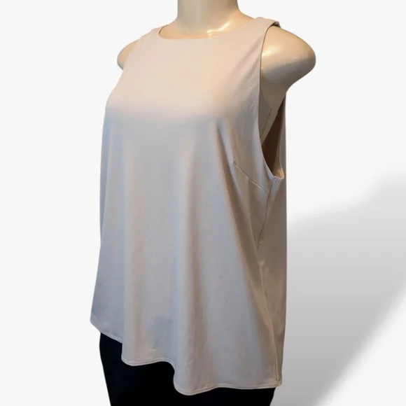 Express Cream Dressy Long Hem Double Lined Sleeveless Tank Top Women's Large NWT - Picture 1 of 16